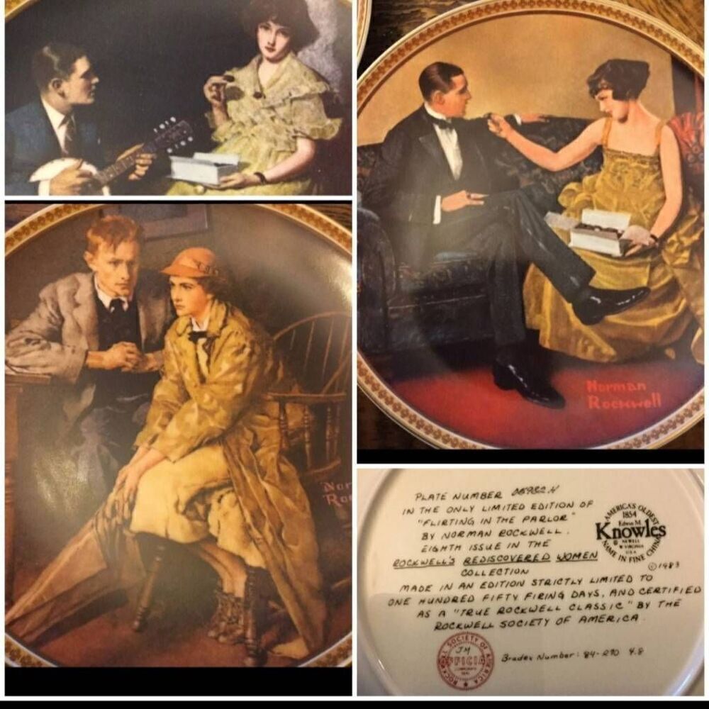 3 Norman Rockwell Plates Rediscovered Woman decorative home decor hanging china